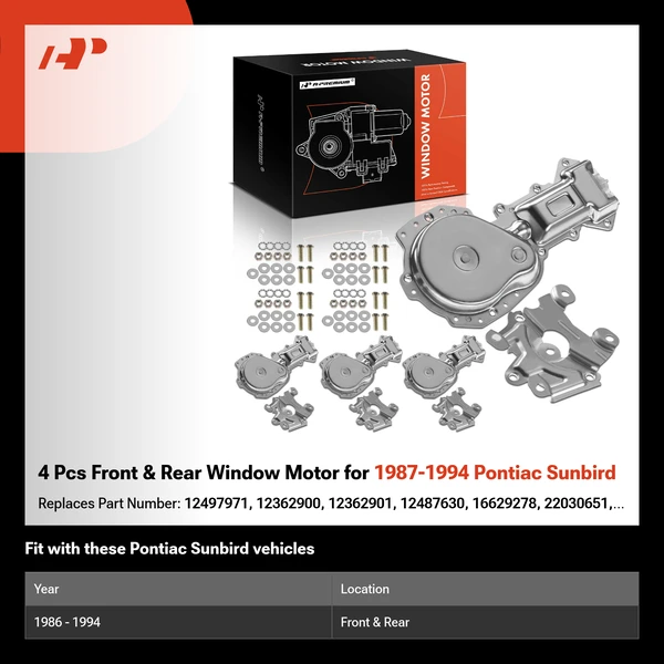 4 Pcs Front & Rear Window Motor for 1987-1994 Pontiac Sunbird