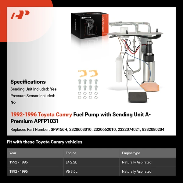 1992-1996 Toyota Camry Fuel Pump with Sending Unit A-Premium APFP1031