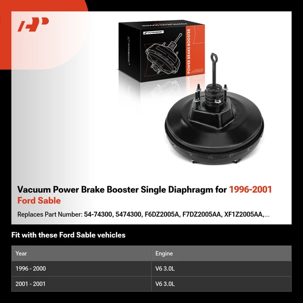 Vacuum Power Brake Booster Single Diaphragm for 1996-2001 Ford Sable
