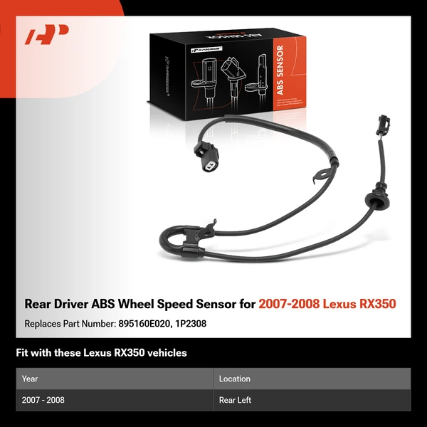 Rear Driver ABS Wheel Speed Sensor for 2007-2008 Lexus RX350