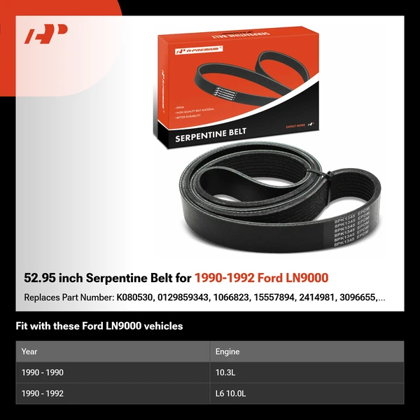 52.95 inch Serpentine Belt for 1990-1992 Ford LN9000