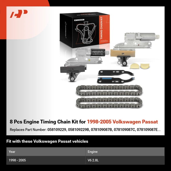 8 Pcs Engine Timing Chain Kit for 1998-2005 Volkswagen Passat