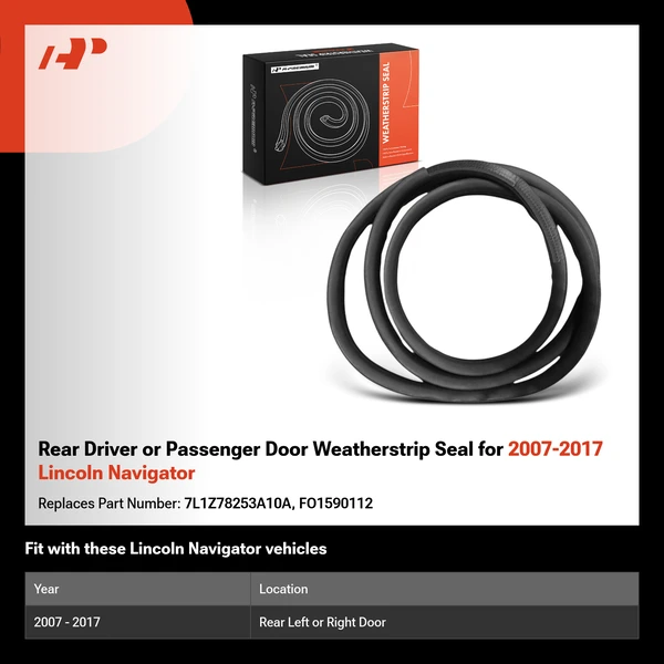 Rear Driver or Passenger Door Weatherstrip Seal for 2007-2017 Lincoln Navigator
