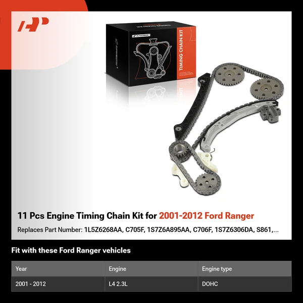 11 Pcs Engine Timing Chain Kit for 2001-2012 Ford Ranger