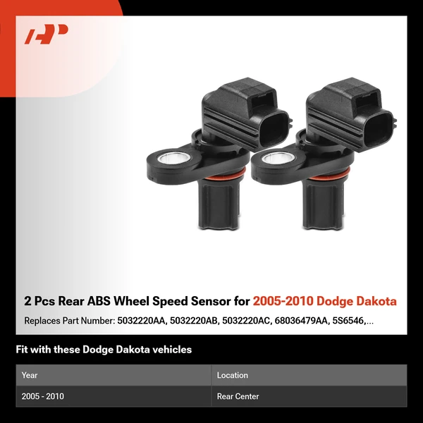2 Pcs Rear ABS Wheel Speed Sensor for 2005-2010 Dodge Dakota