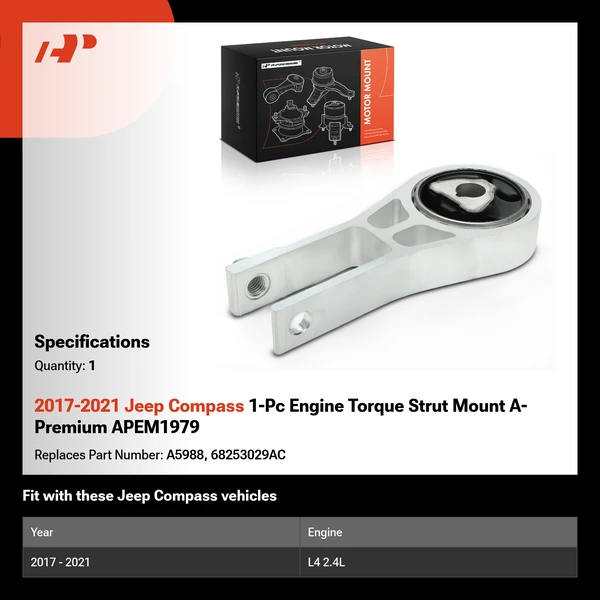 2017-2021 Jeep Compass 1-Pc Engine Torque Strut Mount A-Premium APEM1979