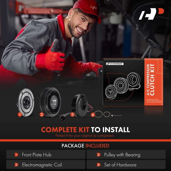 AC Compressor Clutch Kit with 6-Groove Pulley for Dodge Dakota Durango Ram 1500