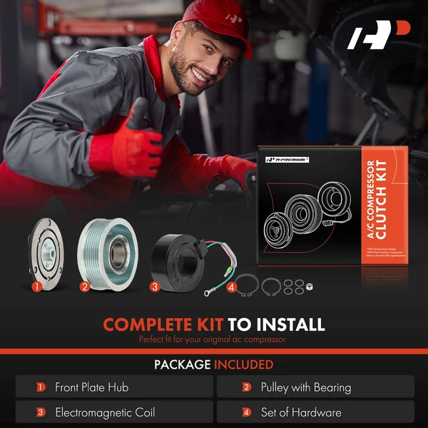 AC Compressor Clutch Kit with 7-Groove Pulley for Honda Civic 2006-2011