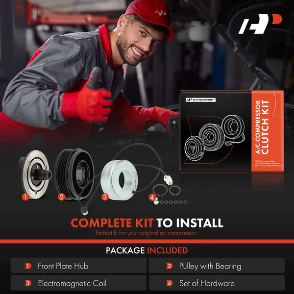 AC Compressor Clutch Kit with 5-Groove Pulley for Mazda 3 2004-2009 5 2006-2010