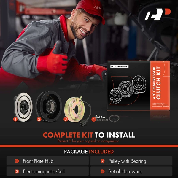 AC Compressor Clutch Kit with 6-Groove Pulley for Nissan Murano 03-07 Quest