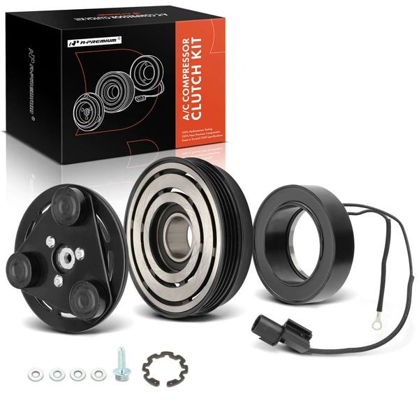 AC Compressor Clutch Kit with 4-Groove Pulley for Kia Sorento 2003-2006 V6 3.5L