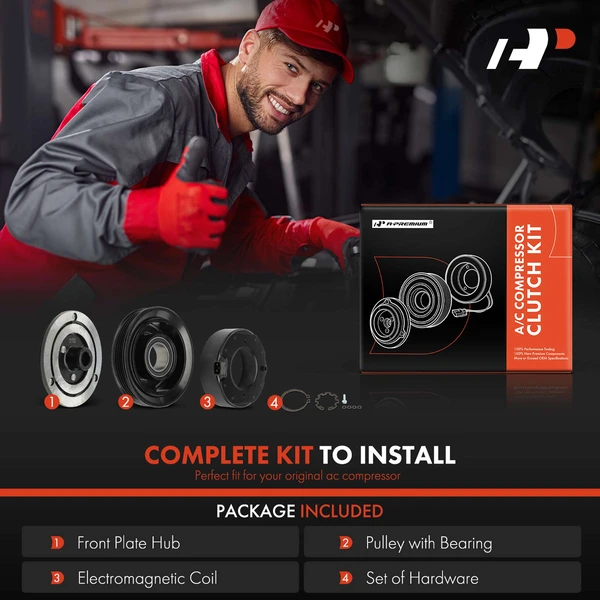 AC Compressor Clutch Kit with 4-Groove Pulley for Subaru Legacy Outback 2005-2009