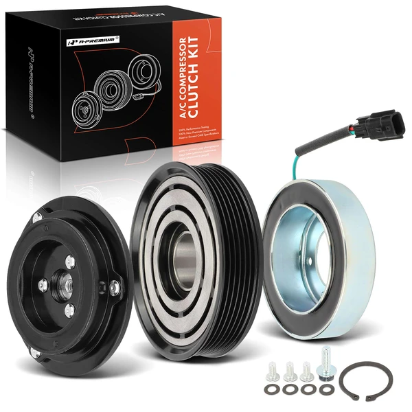 AC Compressor Clutch Kit with 6-Groove Pulley for 2008-2013 Nissan Rogue