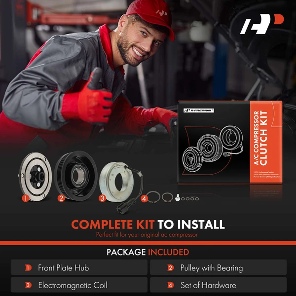 AC Compressor Clutch Kit with 4-Groove Pulley for Subaru Forester Impreza WRX