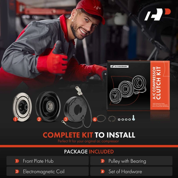 AC Compressor Clutch Kit with 6-Groove Pulley for Toyota Corolla Matrix 2003-2008