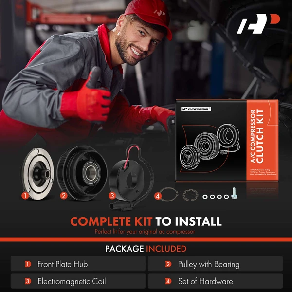 AC Compressor Clutch Kit with 6-Groove Pulley for Dodge Charger Challenger Jeep