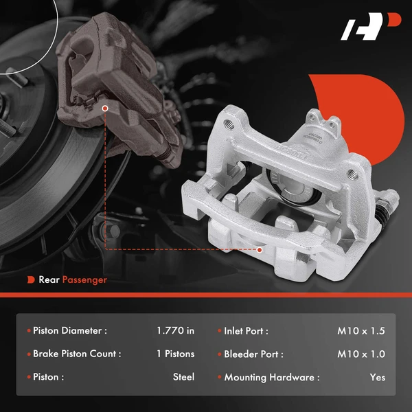 1-PC Brake Caliper, Rear Right Passenger Side, 1-Piston, A-Premium APBC3923