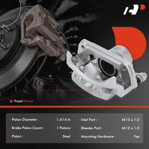 1-PC Brake Caliper, Front Left Driver Side, 1-Piston, A-Premium APBC3942