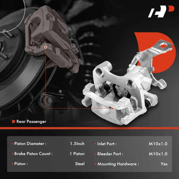1-PC Brake Caliper, Rear Right Passenger Side, 1-Piston, A-Premium APBC3927