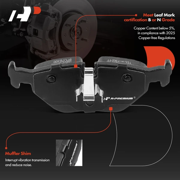 4 Pcs Rear Ceramic Brake Pads for BMW E36 E46 318i 320i 323i 325i Z4 Saab 9-3 9-5