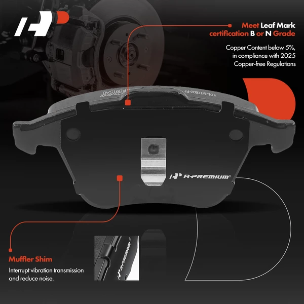 4 Pcs Front Ceramic Brake Pad for Mazda 3 2007-2013 C70 2006-2013 S40 V50