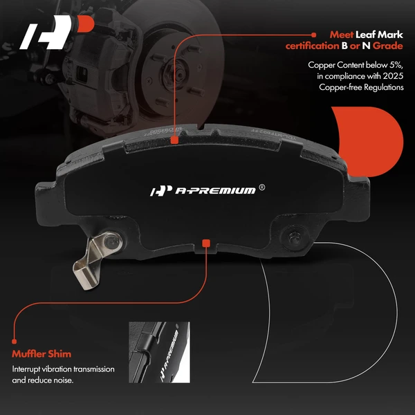 4 Pcs Front Ceramic Brake Pad for Acura ILX 2013-2014 1.5L Honda Civic 1.3L