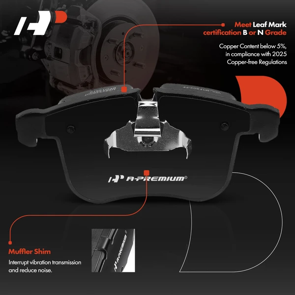 4 Pcs Front Driver & Passenger Ceramic Brake Pads for Saab 9-3 2006-2011