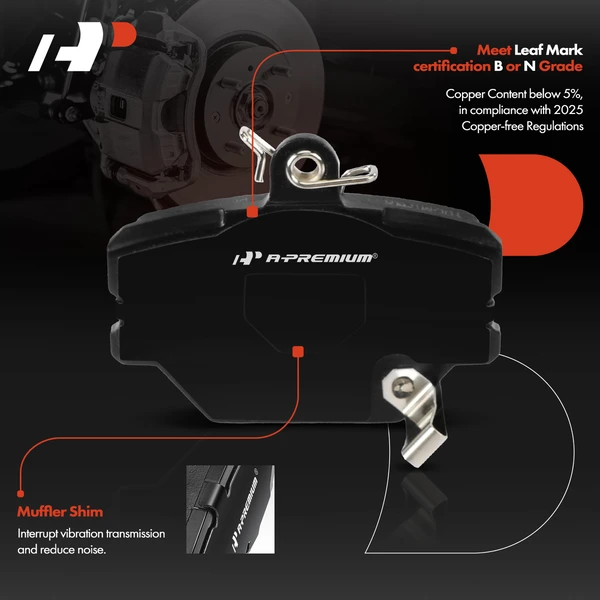 4 Pcs Front Driver & Passenger Ceramic Brake Pad for Smart Fortwo 2005-2015