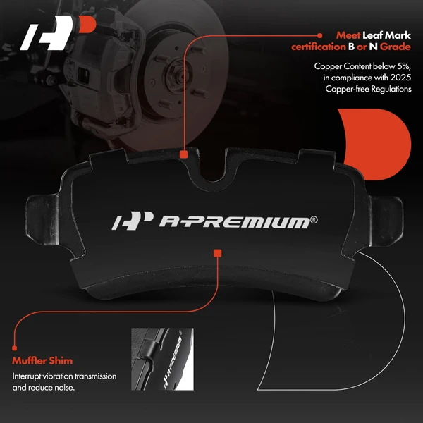 4 Pcs Rear Ceramic Brake Pad for Mini Cooper 2007-2015 1.5L 1.6L 2.0L Hatchback