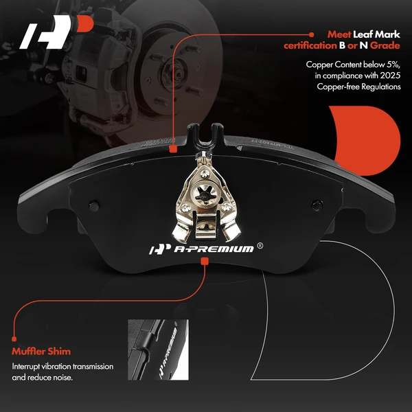 4 Pcs Front Ceramic Brake Pad for Mercedes-Benz E350 10-16 C300 C250 C350 E400