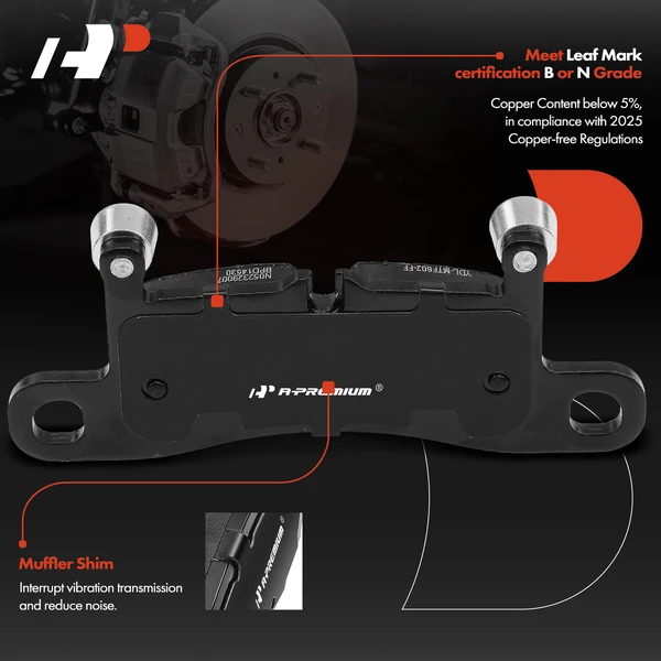 4 Pcs Rear Ceramic Brake Pads for Porsche Cayenne 11-18 Volkswagen Touareg 11-17