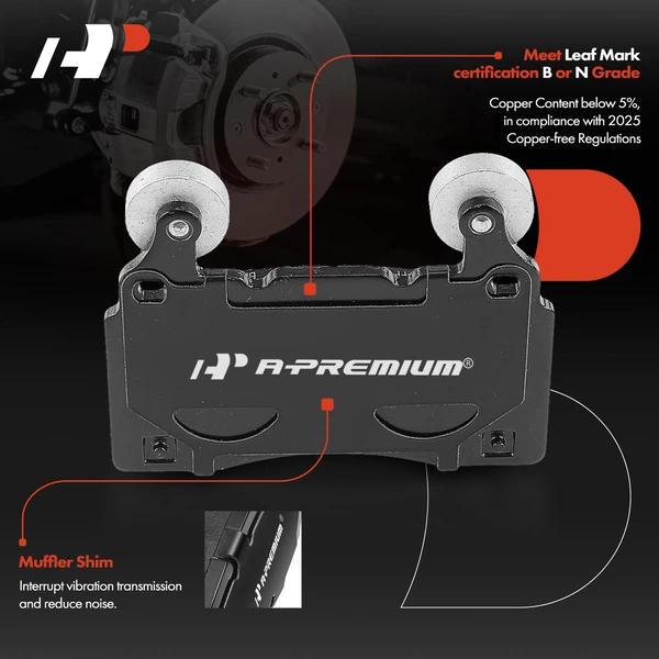 4 Pcs Front Ceramic Brake Pads for Cadillac CT6 2016-2019 CTS Chevrolet Camaro