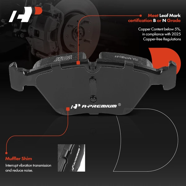 4 Pcs Front Ceramic Brake Pads for BMW F10 528i xDrive 2012-2016 528i 2011-2016