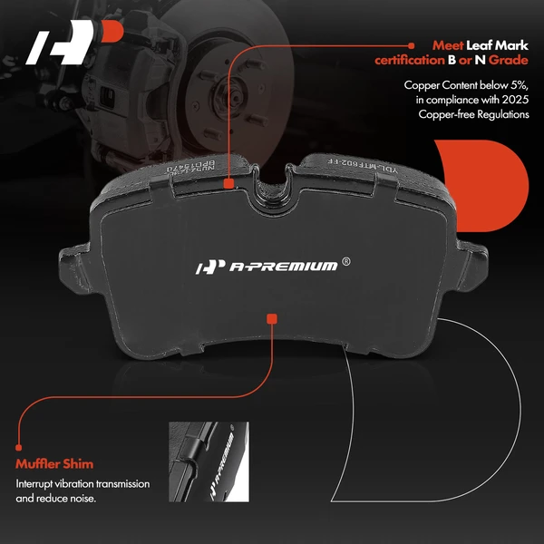 4 Pcs Rear Ceramic Brake Pads for Audi A8 Quattro 2011-2017 A6 Quattro 2012-2018