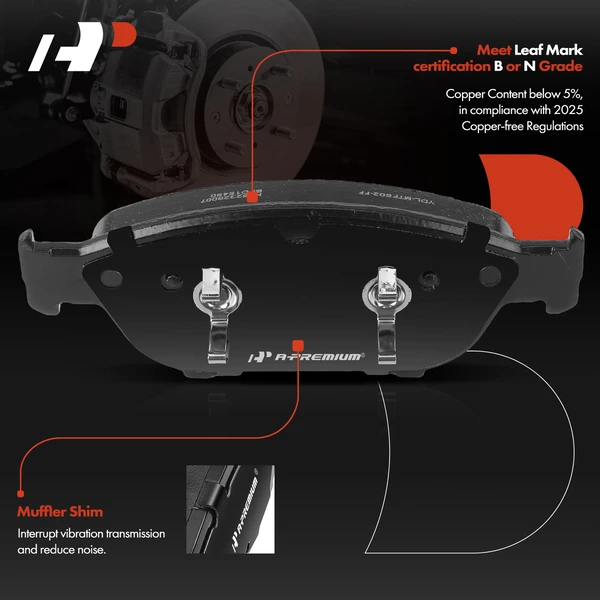 4 Pcs Front Ceramic Brake Pads for Audi A6 12-19 Quattro A7 Quattro A8 Quattro