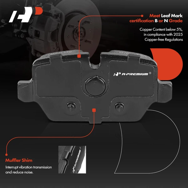 4 Pcs Rear Ceramic Brake Pads for Mini Cooper Countryman 2011-2016 Cooper Paceman