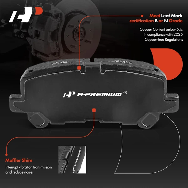 4 Pcs Rear Ceramic Brake Pads for Honda Odyssey 2011-2017 Pilot 2009-2015 Acura