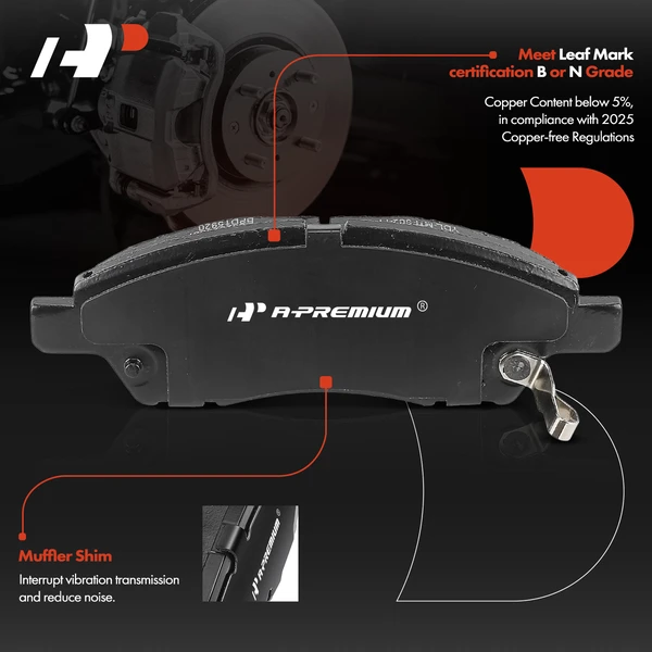 4 Pcs Front Ceramic Brake Pads for Nissan Micra 2015-2019 Versa Note 2014-2019