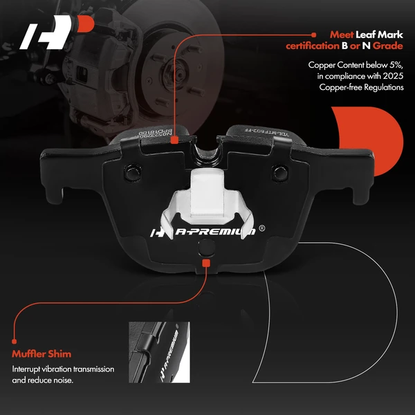 4 Pcs Rear Driver & Passenger Side Ceramic Brake Pads for BMW 328i 330i 340i