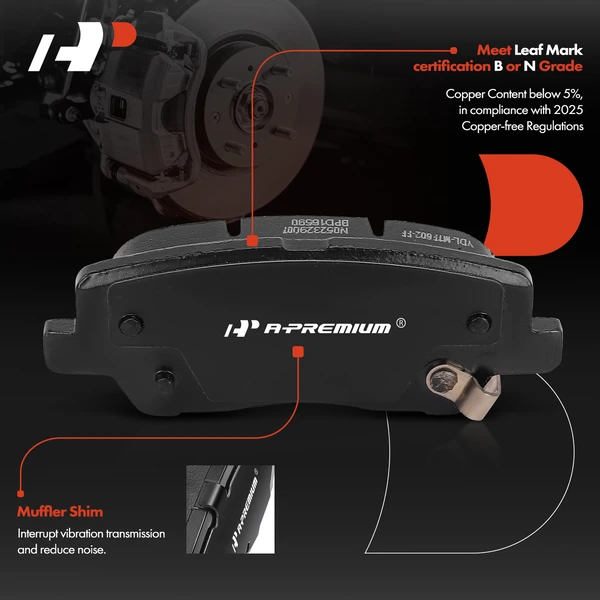 4 Pcs Rear Left & Right Ceramic Brake Pads for Cadillac ATS 2013-2019 CTS