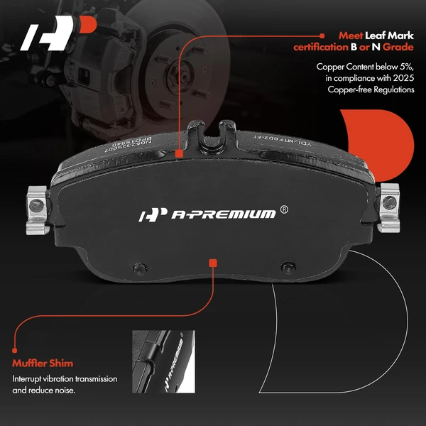 4 Pcs Front Ceramic Brake Pad for INFINITI QX30 Mercedes-Benz B250 B250e CLA250