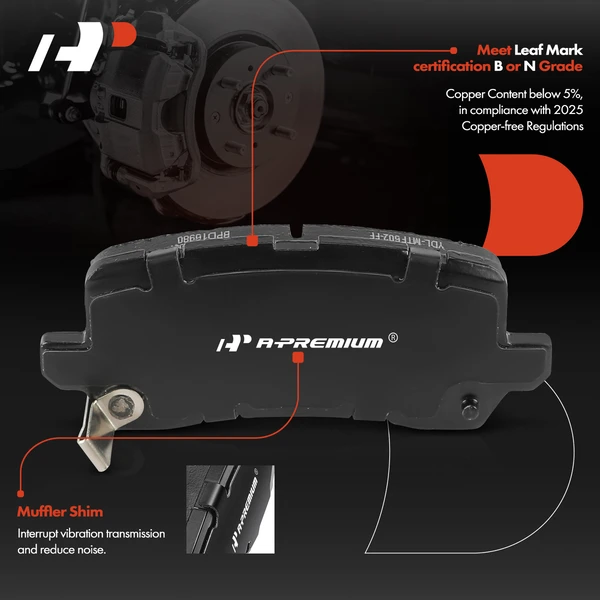 4 Pcs Rear Ceramic Brake Pads for Acura MDX 2017-2020 TLX 2015-2020 RLX Honda