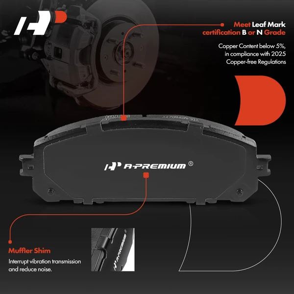 4 Pcs Front Left & Right Ceramic Brake Pads for Jeep Cherokee KJ KK KL 2014-2022