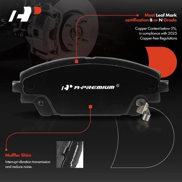 4 Pcs Front Ceramic Brake Pad for Mazda 3 2014-2018 3 Sport 2014-2018 CX-3