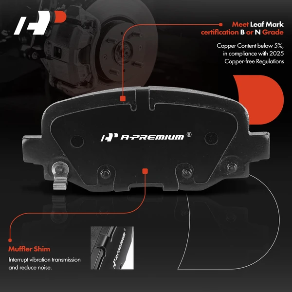 4 Pcs Rear Left & Right Ceramic Brake Pads for Jeep Cherokee KL Chrysler 200