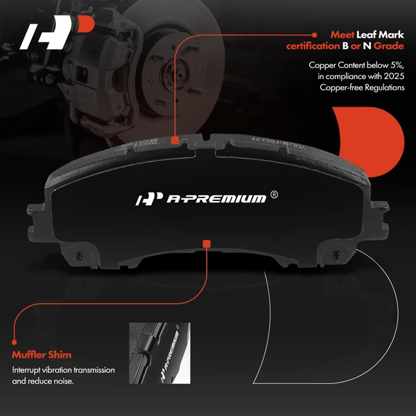 4 Pcs Front Ceramic Brake Pad for INFINITI Q50 2014-2023 Q60 QX50 QX55 Nissan