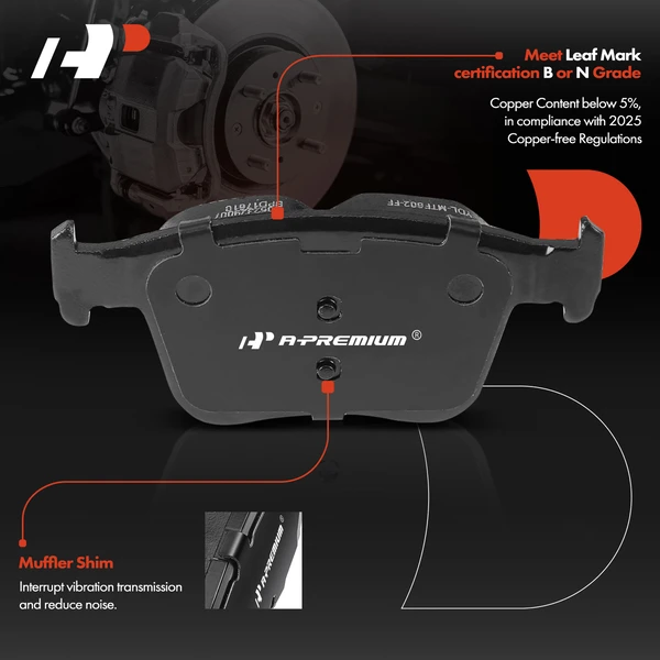 4 Pcs Rear Ceramic Brake Pads for Audi A3 Q3 TT Quattro Volkswagen Golf R Jetta