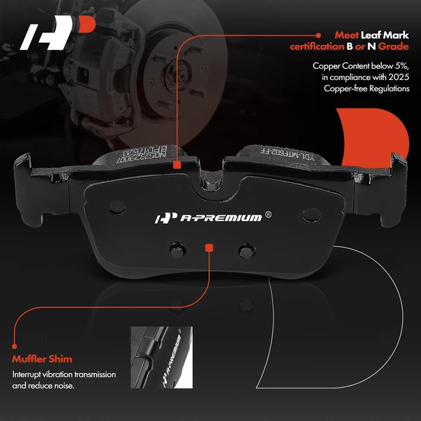 4 Pcs Rear Ceramic Brake Pads for BMW X1 X2 228i Gran Coupe Mini Cooper Clubman