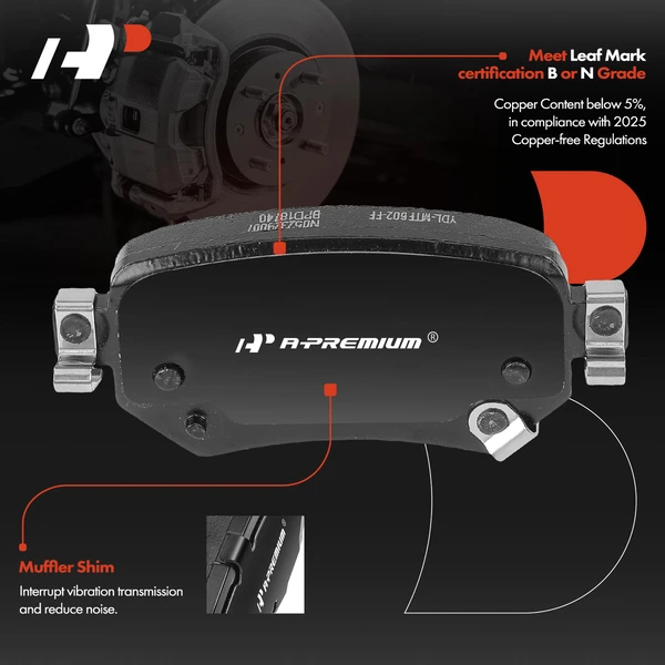 4 Pcs Rear Driver & Passenger Side Ceramic Brake Pads for Mazda 6 2006-2021 2.5L