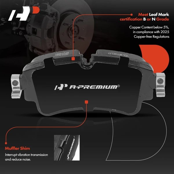 4 Pcs Rear Ceramic Brake Pads for Audi A4 allroad 17-22 A5 Quattro Q5 RS5